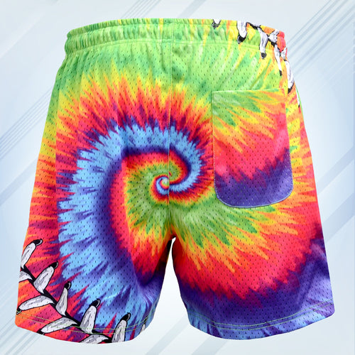 Mesh Graphic Shorts Rainbow Swirl