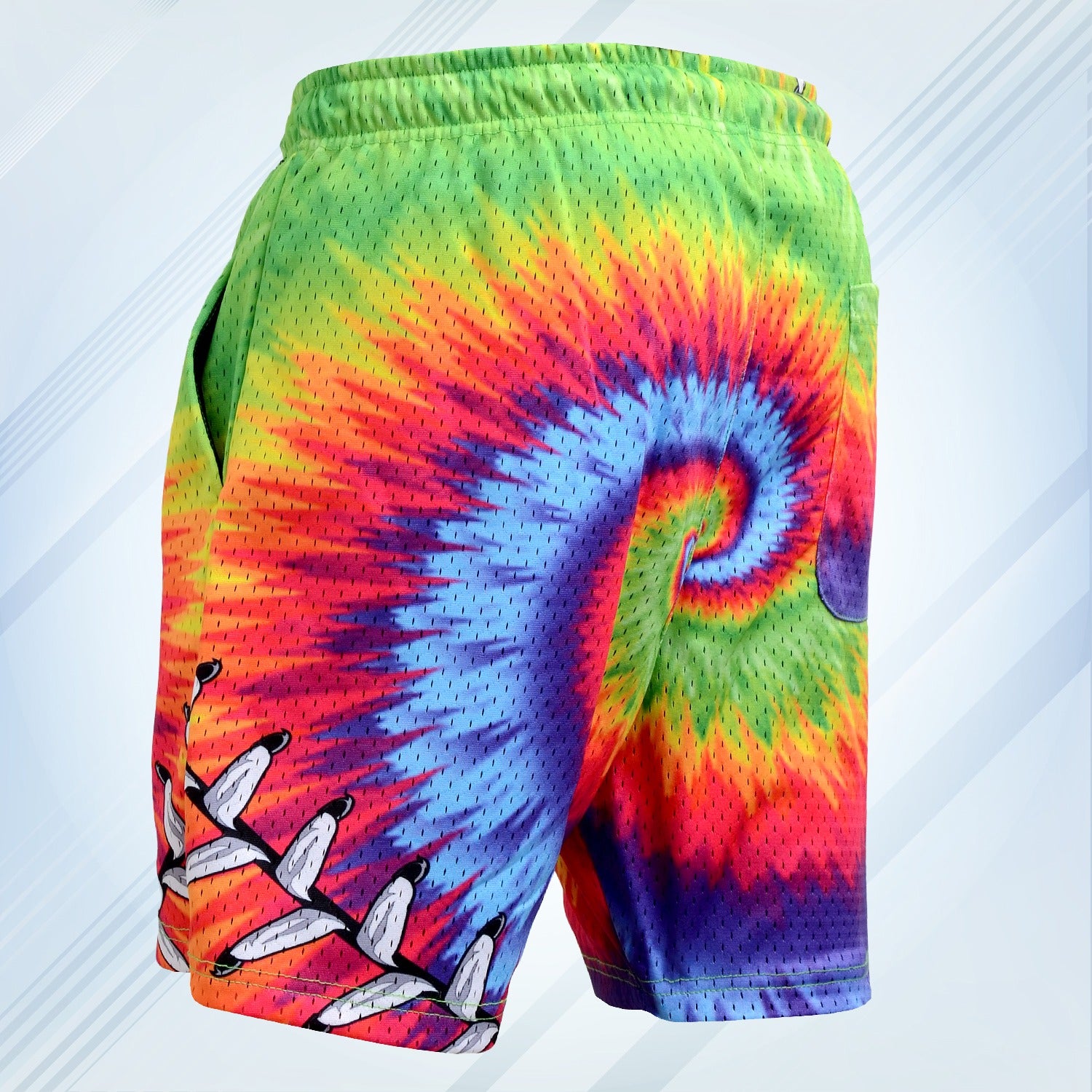 Mesh Graphic Shorts Rainbow Swirl